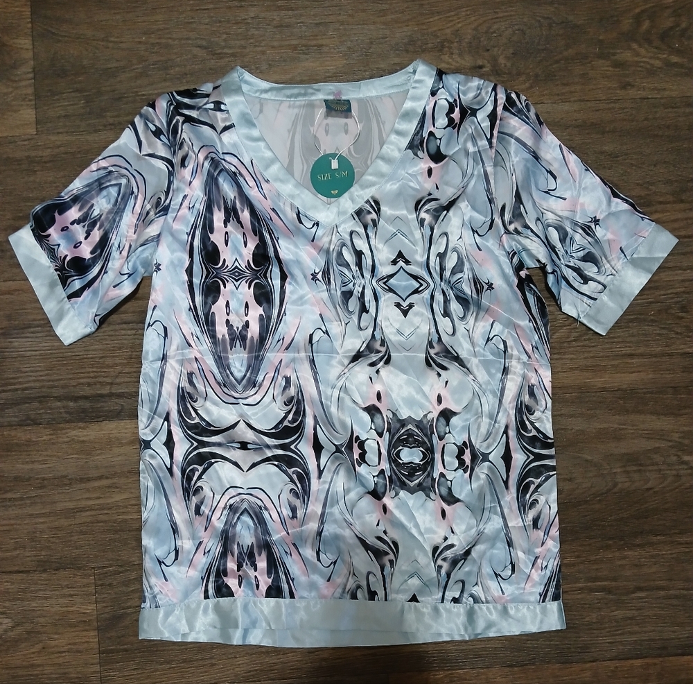 NWT Honey Minx by Nicole Richie Phoebe Satin Pajama Top.